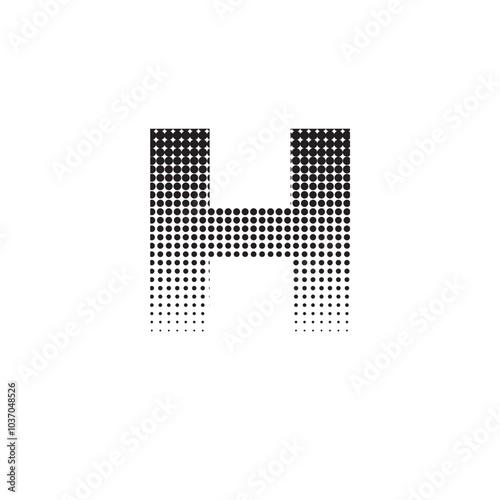 h alphabet halftone dotted effect logo icon vector illustration eps
