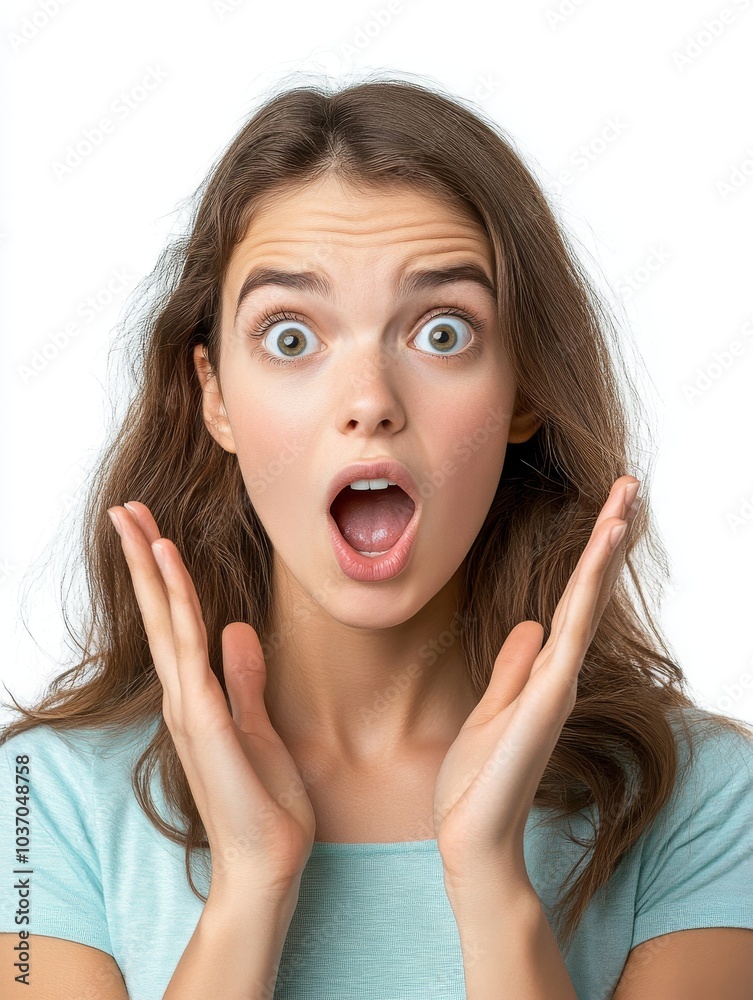 Outraged redhead ayoung woman isolated on light background, photo. Outraged redhead ayoung woman isolated on light background, photo.
