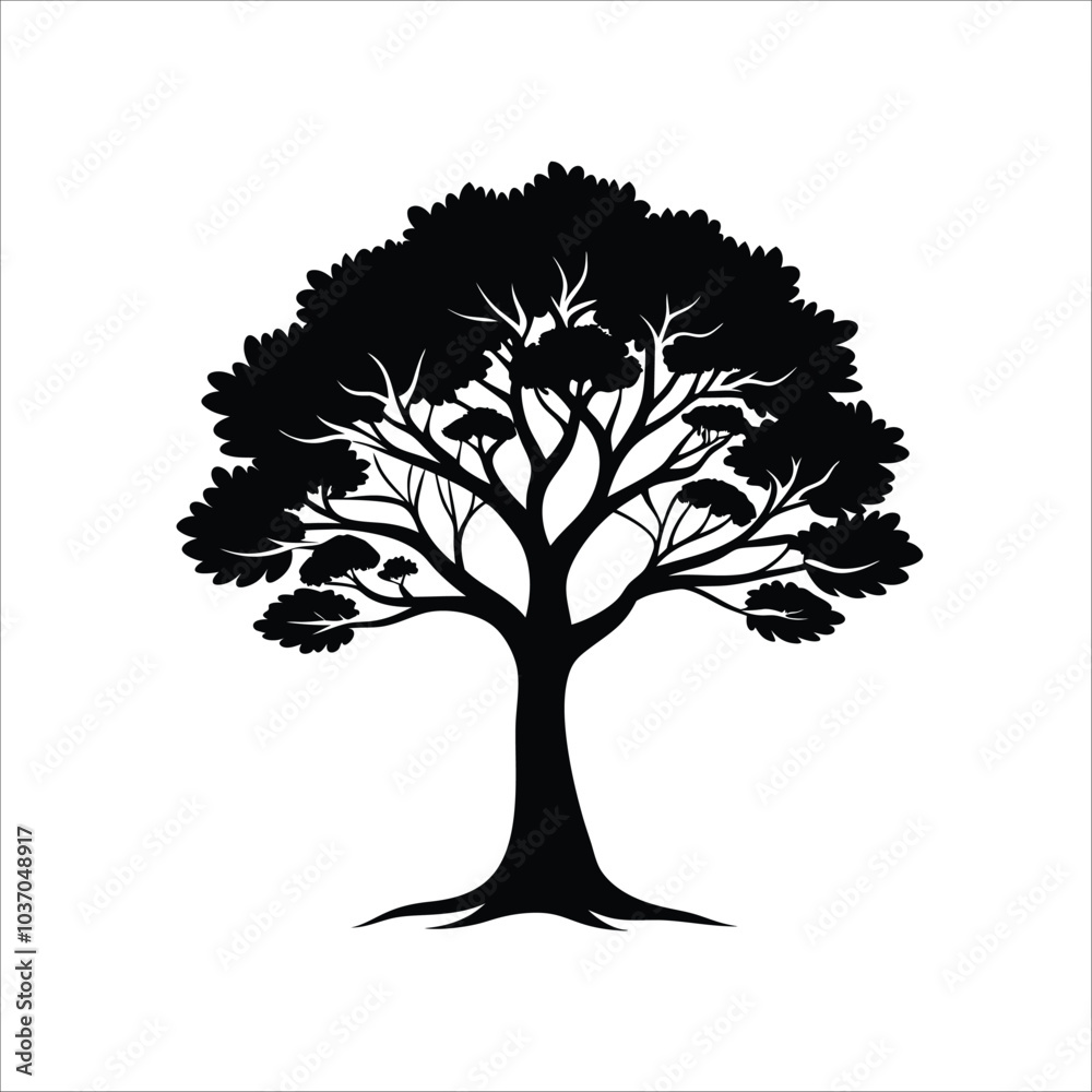 Obraz premium Set of plant and green black trees with its silhouette
