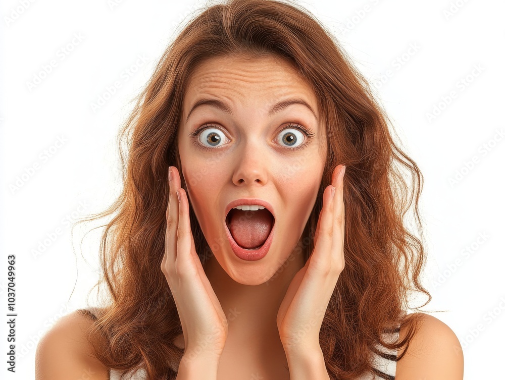 Outraged redhead ayoung woman isolated on light background, photo. Outraged redhead ayoung woman isolated on light background, photo.