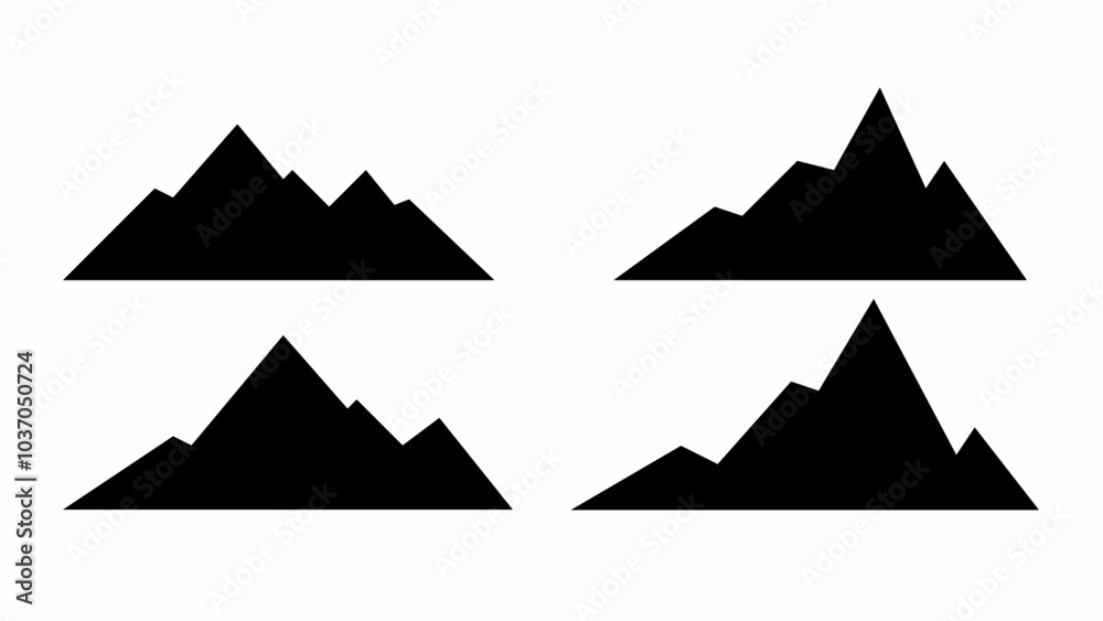 mountain silhouette vector set illustration isolated on white background mountain silhouette vector set illustration isolated on white background