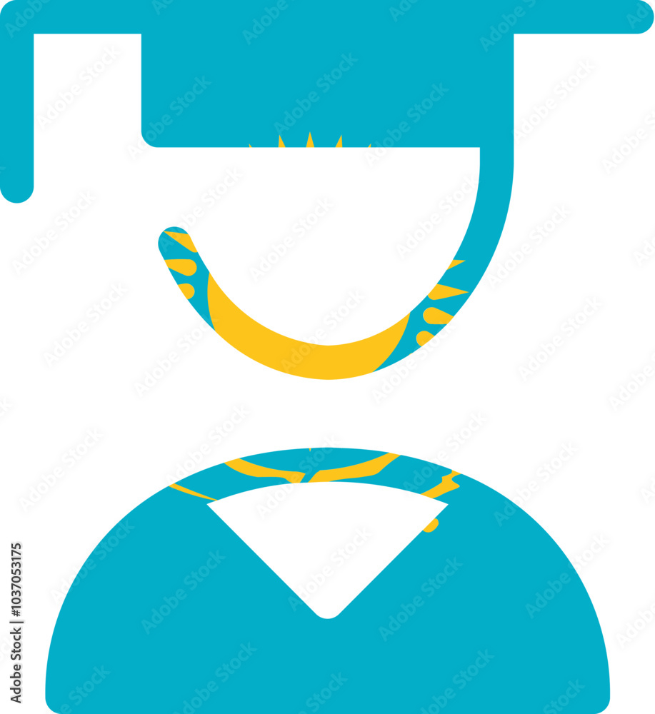 Kazakhstan flag on Male student icon Kazakhstan flag on Male student icon
