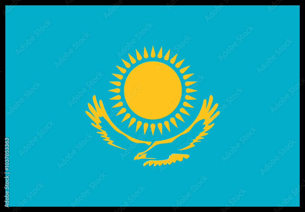 Fototapeta premium Kazakhstan Flag rectangle Icon