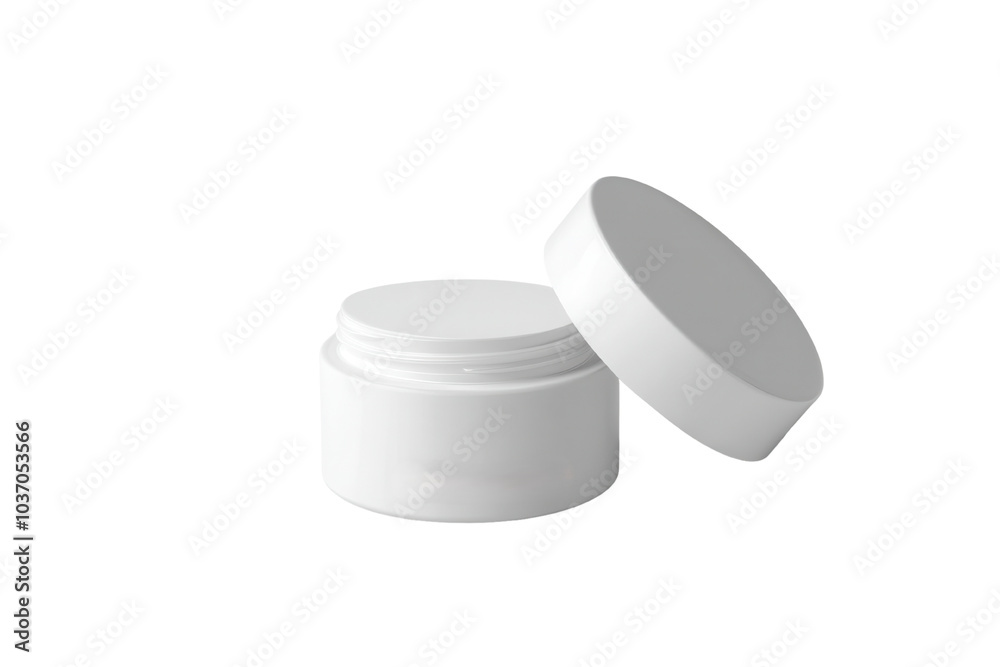 White cream jar with lid on a white isolated background. White cream jar with lid on a white isolated background.