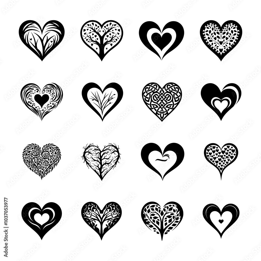 Heart Silhouettes, Heart Icons, Heart Shapes Heart Silhouettes, Heart Icons, Heart Shapes