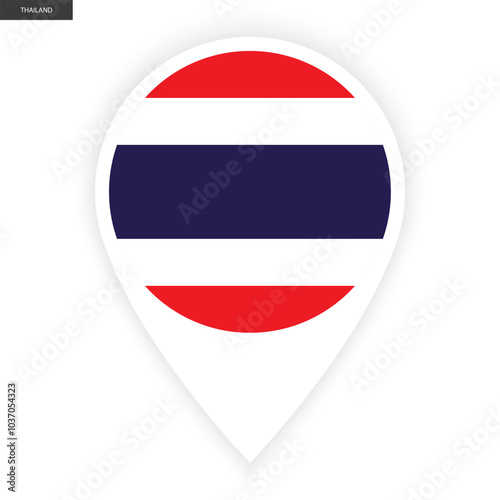 Free Download Thailand marker icon with white border on white background. Thailand pin icon isolated on white background	 - GFXLoad