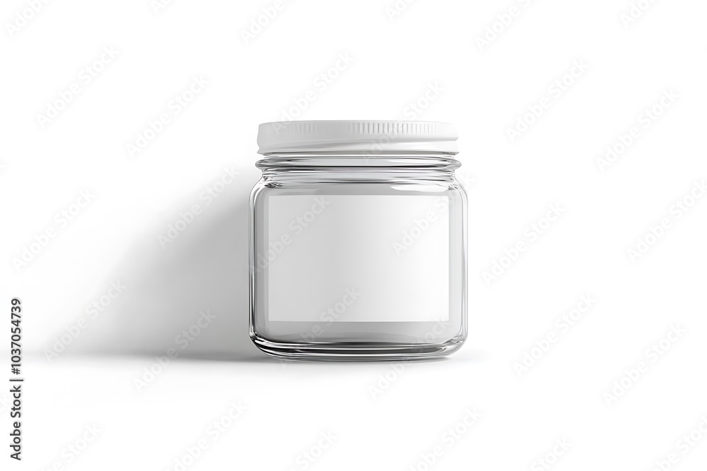 Small glass jar with white label mockup Small glass jar with white label mockup