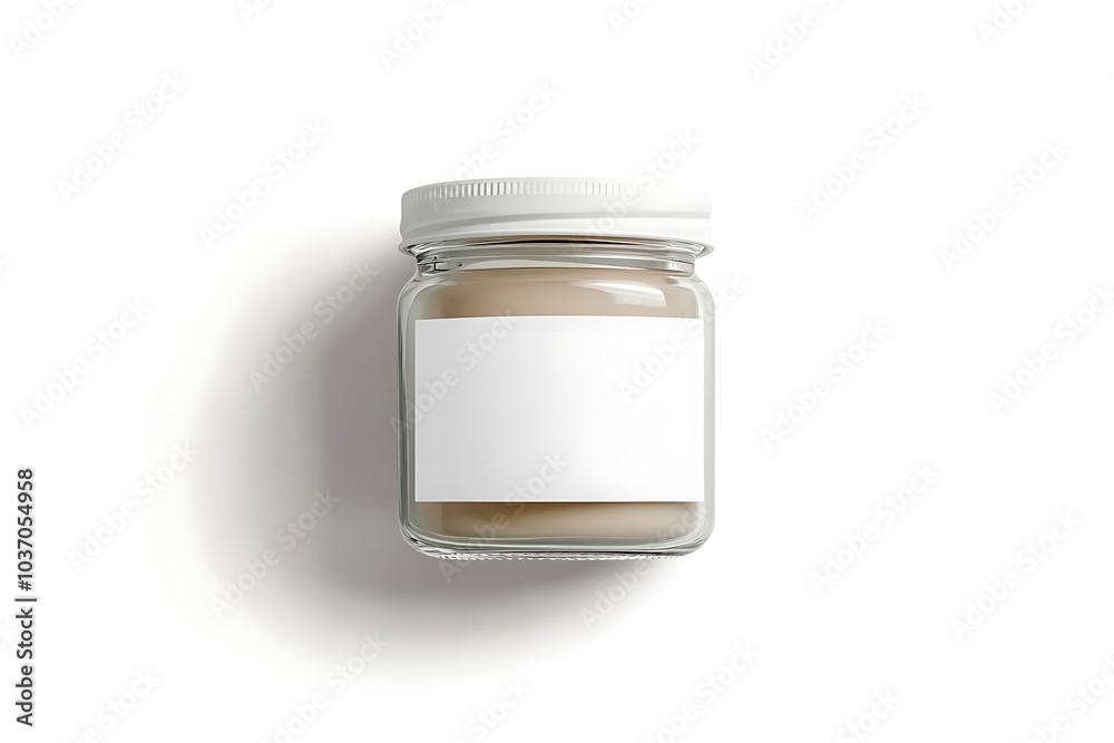 Small glass jar with white label mockup Small glass jar with white label mockup