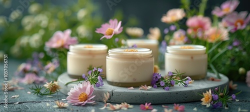 Natural Skincare Creams with Floral Accents