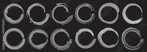 Vector set of grunge circle brush .Grunge circles,circle brushstroke set.