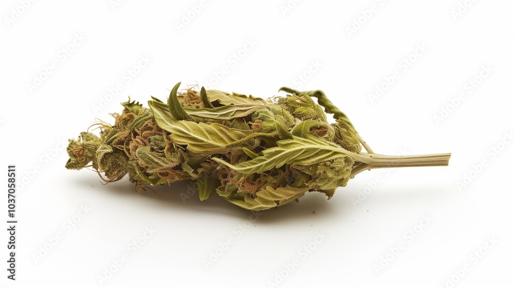 Dried cannabis bud isolated on white background Dried cannabis bud isolated on white background