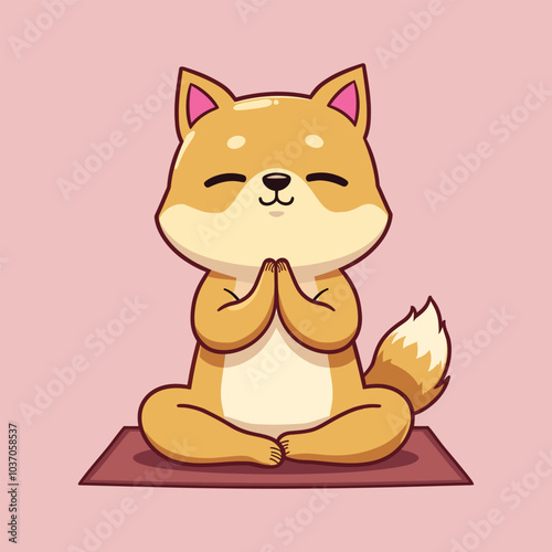 Cute cartoon kitten with fluffy fur and a playful tail in fun vector style