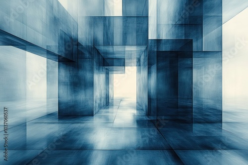 Abstract Blue Architectural Space