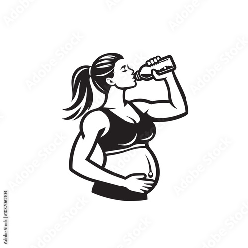 A pregnant woman prioritizes hydration for a healthy pregnancy.