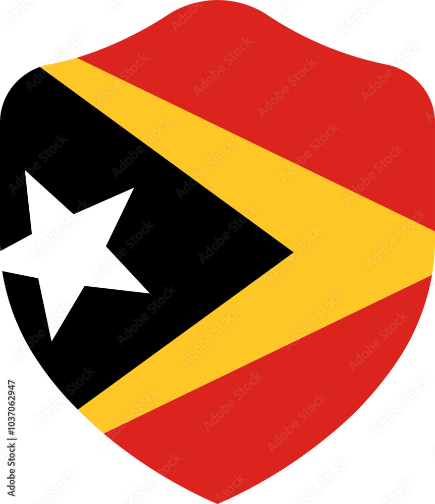 Timor-Leste Flag on Shield Shape Timor-Leste Flag on Shield Shape