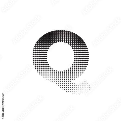 q alphabet halftone dotted effect logo icon vector illustration eps