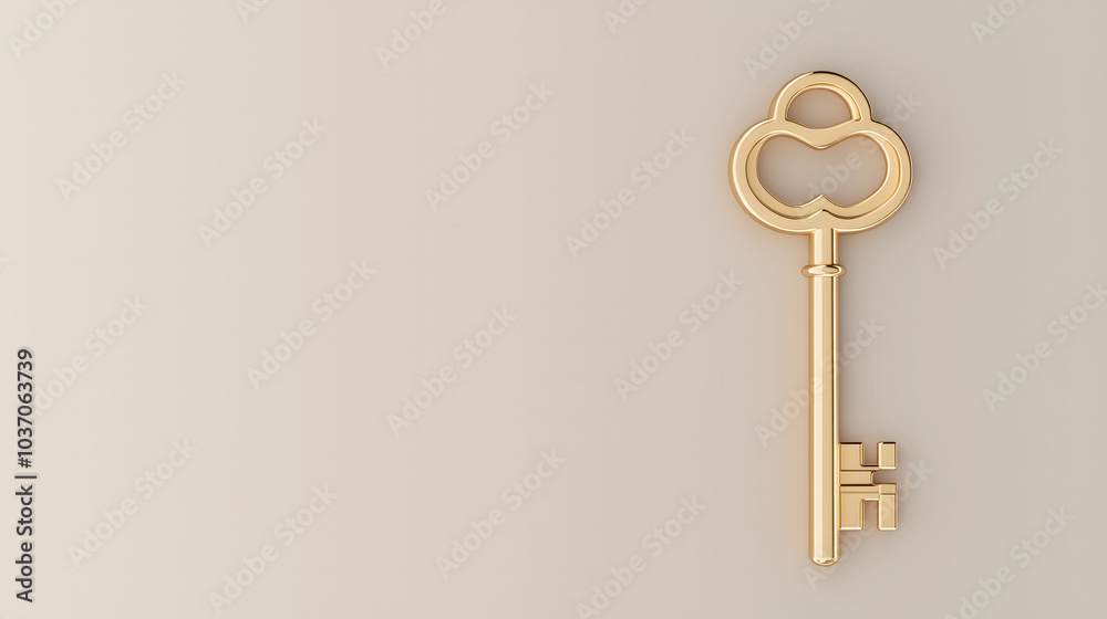 golden key symbolism on grey background golden key symbolism on grey background