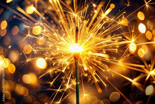 Golden Sparkler Burst - Close-Up Photography