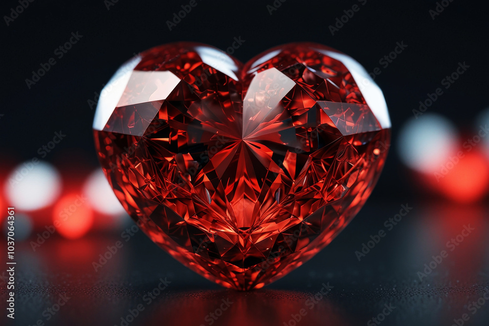 Glass red heart on a dark background symbolizing love for Valentine's Day or a wedding Glass red heart on a dark background symbolizing love for Valentine's Day or a wedding