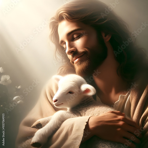 Jesus holding lamb