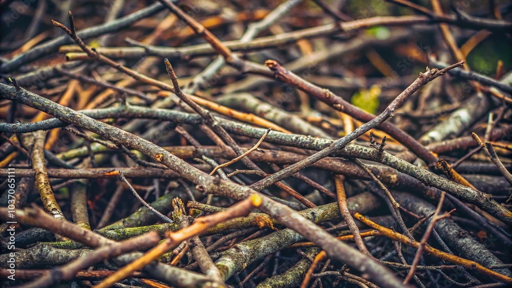 A dense thicket of branches and twigs with an intricate network of knots and cracks, showcasing a complex natural noise texture, twigs, natural A dense thicket of branches and twigs with an intricate network of knots and cracks, showcasing a complex natural noise texture, twigs, natural