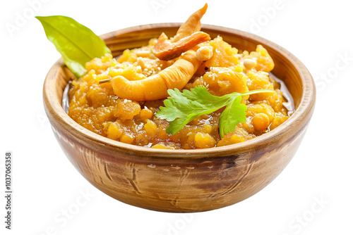 Sweet Chana Dal Halwa with Ghee and Nuts Isolated on Transparent Background