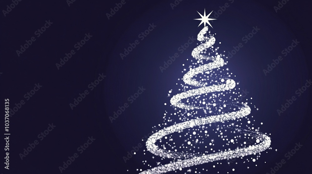 Christmas tree model made of white sparkling stars isolated on dark blue background. Swirling, spinning, rotating animation. Holiday magic digital card, decoration for festive holiday season. Christmas tree model made of white sparkling stars isolated on dark blue background. Swirling, spinning, rotating animation. Holiday magic digital card, decoration for festive holiday season.