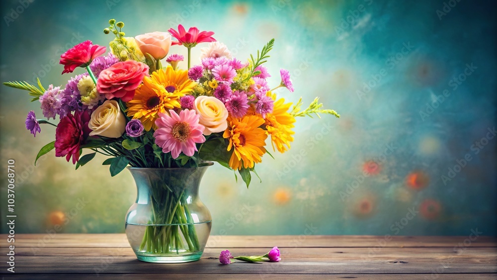 A bouquet of colorful flowers arranged in a elegant vase with soft lighting and a simple background, floral design, interior decoration A bouquet of colorful flowers arranged in a elegant vase with soft lighting and a simple background, floral design, interior decoration