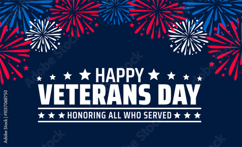 Wallpaper Mural happy Veterans day celebration background or banner design template with fireworks. Honoring all who served. Veterans day background with American flag. Torontodigital.ca