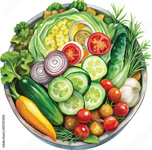Fresh salad bowl with vegetarian and vegan