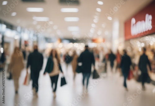 People in mall, airport, blurred silhouettes and background. Shopping, shopping, walk, crowd, indoor