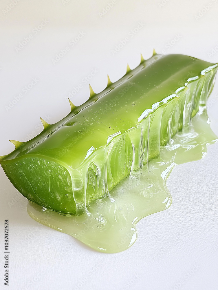 Naklejka premium Illustration of aloe vera, natural herb, aloe vera cut into pieces with clear gel dripping down