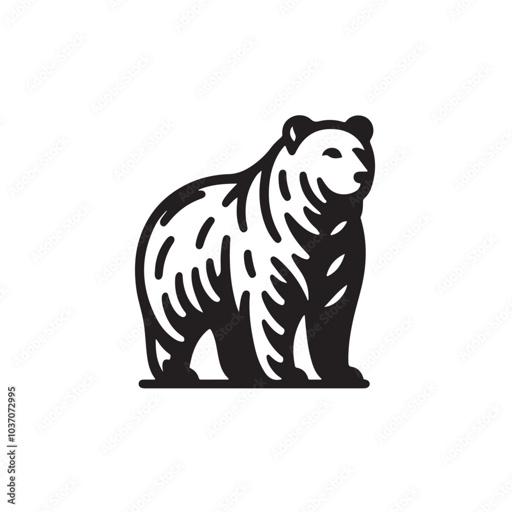 Black and White Bear Illustration Design, vector Black and White Bear Illustration Design, vector