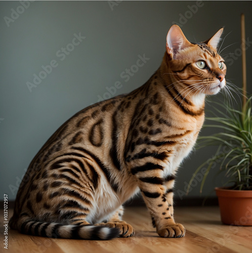  A Bengal Cat Looking out of the Window.