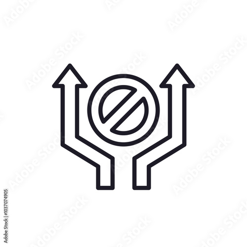 detour icon with arrows, line pictogram