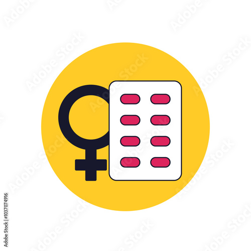 Estrogen therapy icon with pills, flat vector design