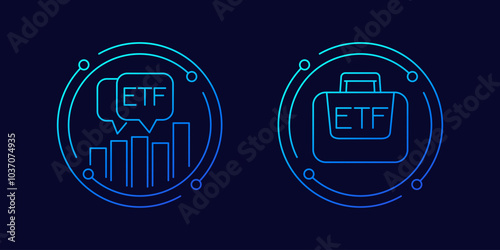 ETF icons, exchange traded funds linear design