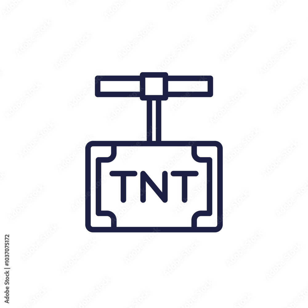 TNT line icon, explosive and detonator vector TNT line icon, explosive and detonator vector