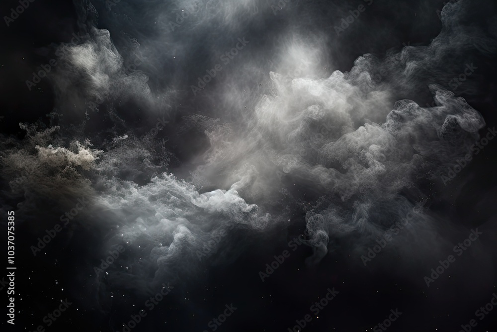 A figure stands immersed in swirling smoke gazing thoughtfully at the galaxy above creating a serene and mystical atmosphere in the night A figure stands immersed in swirling smoke gazing thoughtfully at the galaxy above creating a serene and mystical atmosphere in the night