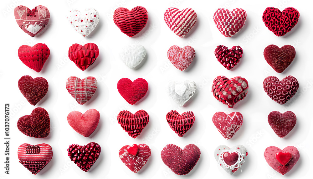 Set of different red hearts on white background Set of different red hearts on white background