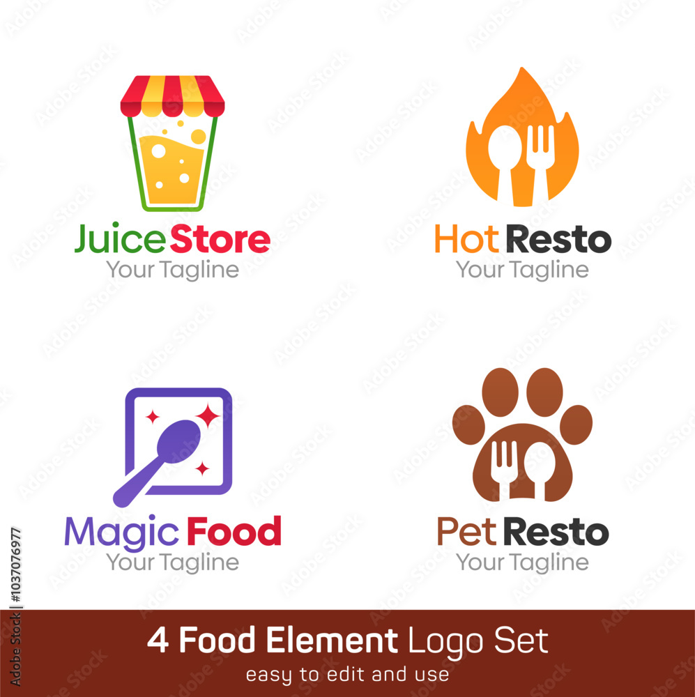 Food Spoon and Fork Shape Logo Template Set. Good for Business, Agency, Community and Organization Food Spoon and Fork Shape Logo Template Set. Good for Business, Agency, Community and Organization