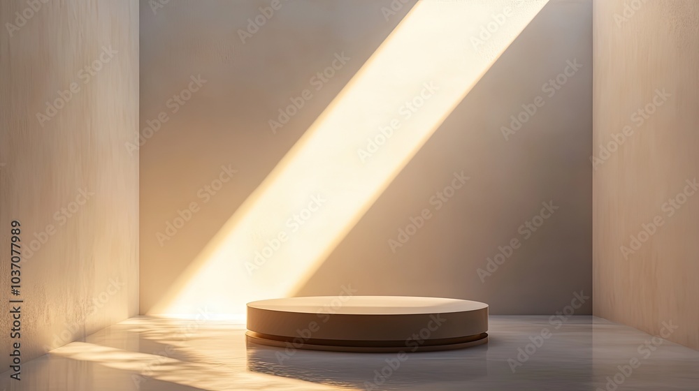 Minimalist Studio with Dramatic Light Beam