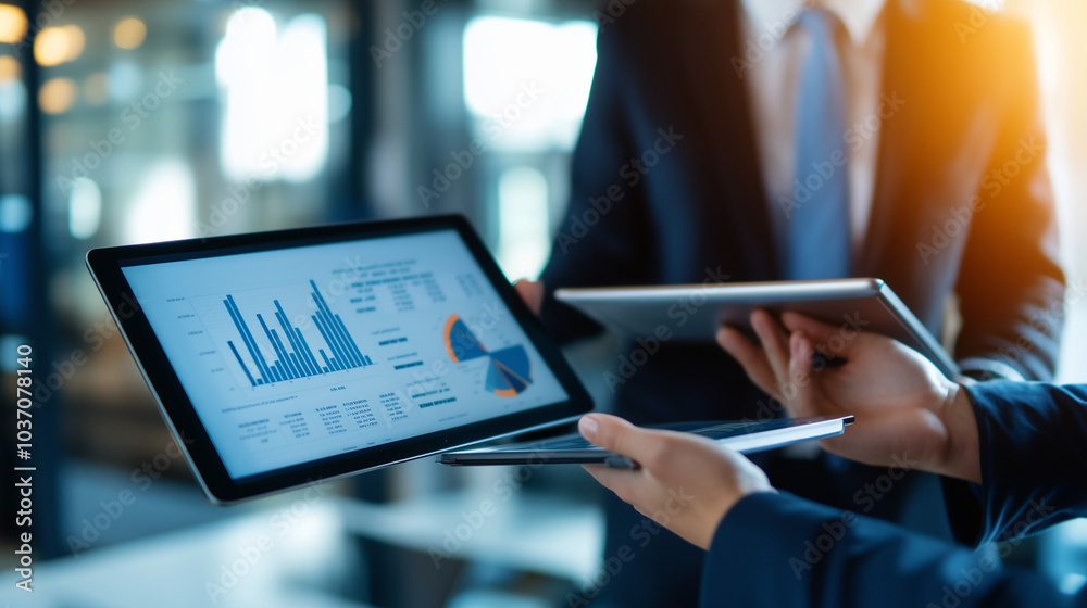 Business Professionals Analyzing Financial Reports in Office Setting Business Professionals Analyzing Financial Reports in Office Setting