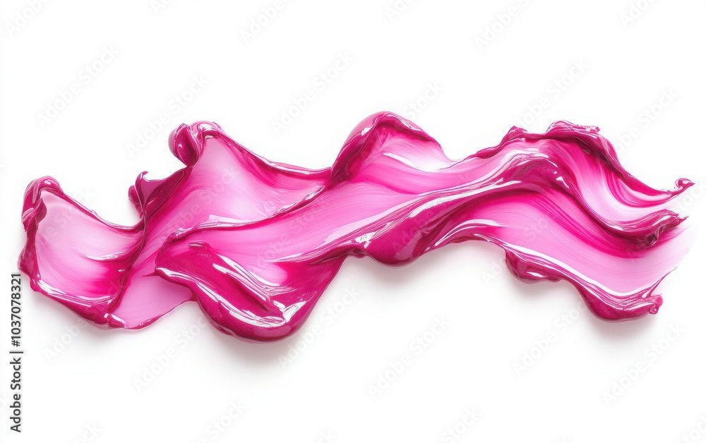 An artistic representation of pink lip gloss texture, showcasing a vibrant smear against a pristine white background An artistic representation of pink lip gloss texture, showcasing a vibrant smear against a pristine white background