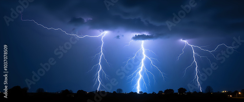 Wallpaper Mural Dramatic lightning striking over a dark sky Torontodigital.ca