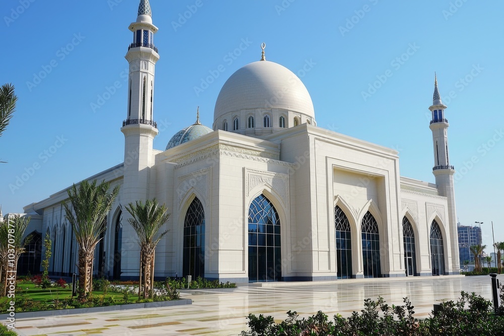 Fototapeta premium Beautiful mosque as a place of worship for Muslims created with Generative AI