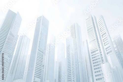 Minimalist White Skyscrapers Against a Clear Sky