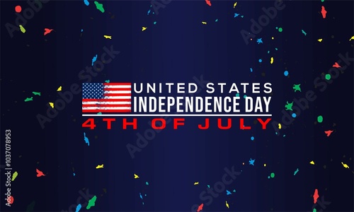 Happy Fourth of july Vector illustration. American Independence Day greeting card, banner, poster with United States flag, stars and stripes.