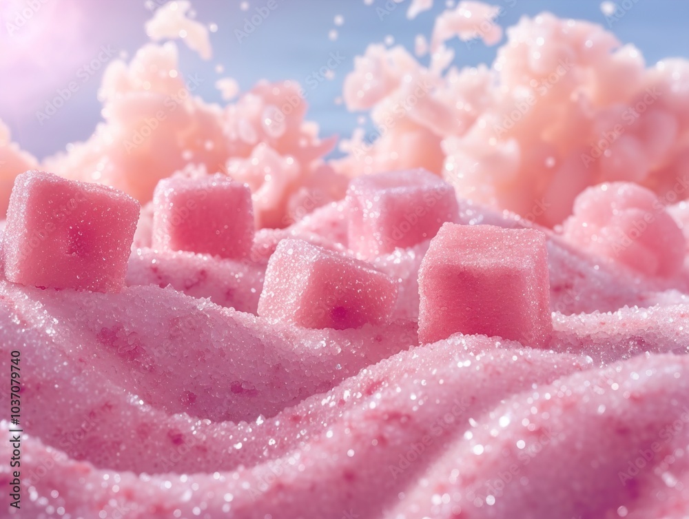Pink Sugar Cubes in a Sparkling Dream