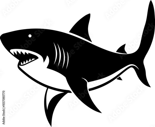 Silhouette of a great white shark illustration
